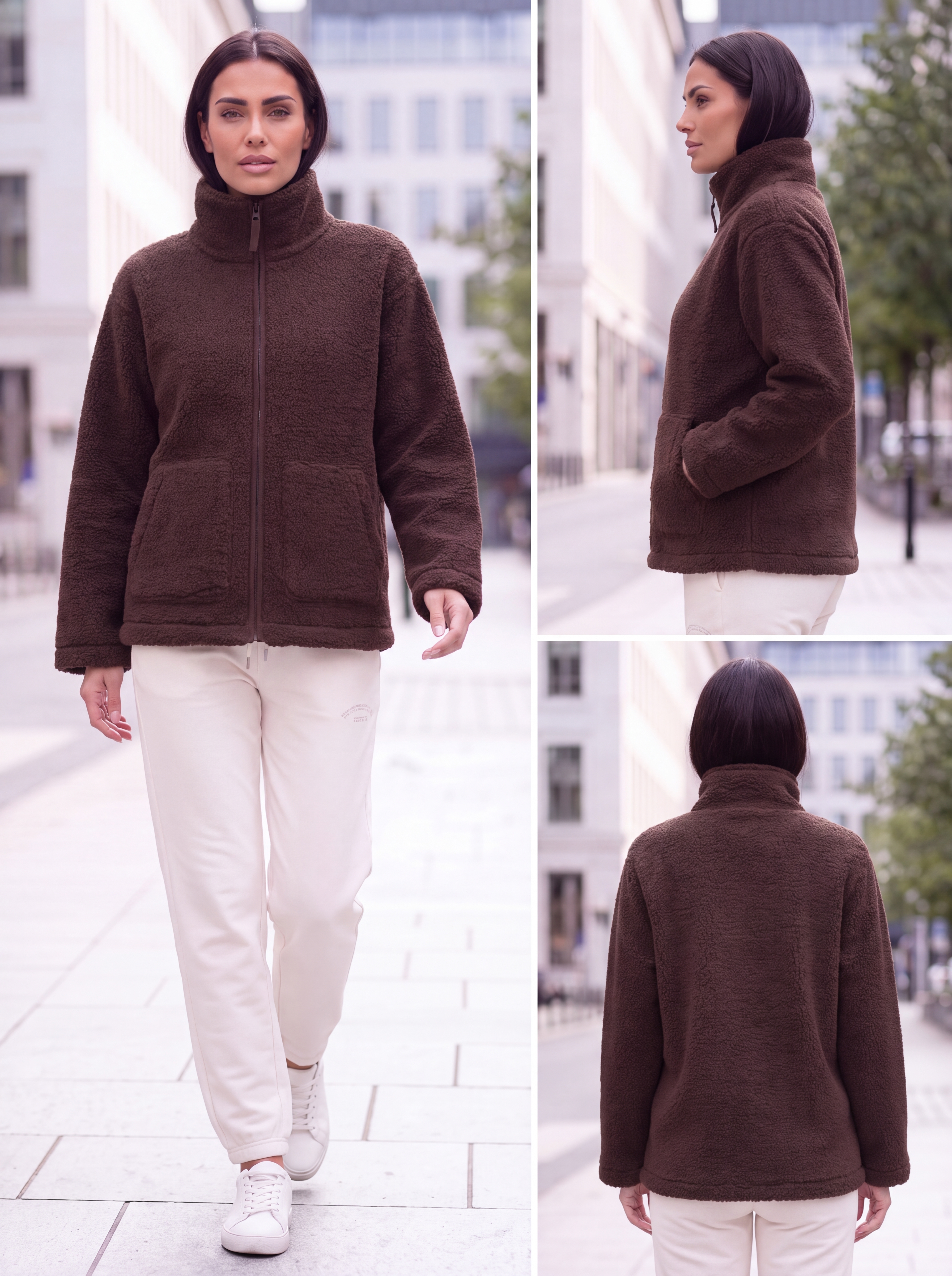 Dámska plyšová mikina BROADWAY NYC FASHION CHOCOLATE PLUM s.WEAR 11